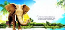 旅行海报泰国大象海报