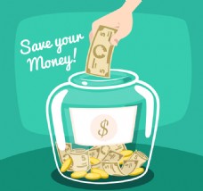 存钱罐创意攒钱插画矢量素材