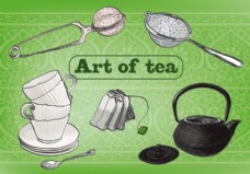 健康饮食茶矢量背景的自由艺术