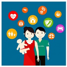 INTELNET概念与人家庭保险概念插图和图标