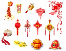 中国新年新年红色灯笼和中国结