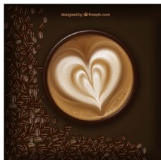 美味咖啡美味花式咖啡和咖啡豆矢量图