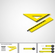 黄色背景工具黄色测量数据ppt模板下载