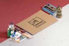 手绘设计纸笔展示样机素材智能贴图模板