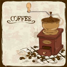 咖啡杯咖啡机和咖啡豆图片