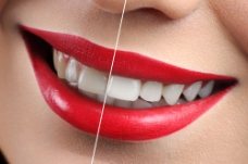 嘴唇素材性感红唇与洁白牙齿图片