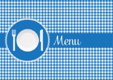 蓝色格子餐厅菜单封面