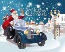 情人节主题开汽车的圣诞老人图片