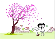 桃花节树下爱情素材