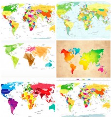 多彩世界地图矢量