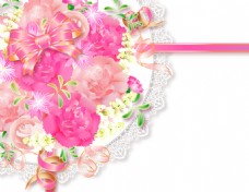牡丹粉色蝴蝶结与花朵图片
