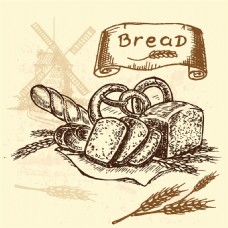 其他生物卡通面包和麦穗