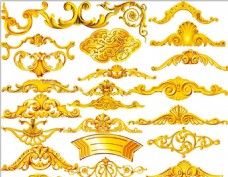 装饰花边金色金属质感花纹花边装饰素材