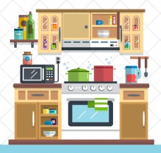 整洁家庭厨房设计矢量素材