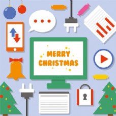 圣诞快乐的电子商务图标