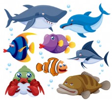 可爱卡通海洋动物矢量素材