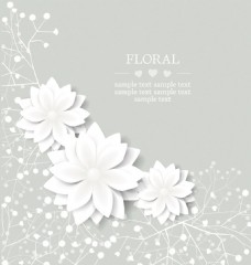 白色花白色立体花朵背景矢量素材