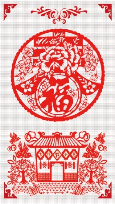 传统文字中国传统文化春字福字剪纸图案素材下载