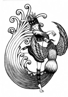 线描插画 民族魂 哈尼傣少女