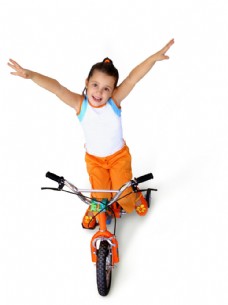 快乐小女孩骑自行车快乐的小女孩图片