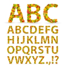 彩色树叶字体英文图片
