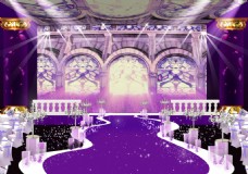 婚礼效果图 紫色婚礼 高端婚礼 婚礼舞台