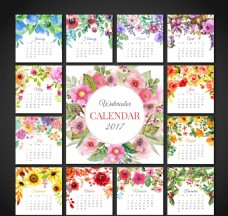 可爱花卉日历2017