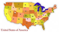 白色背景下的美国地图
