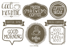 商品可爱的手绘风格的咖啡标签