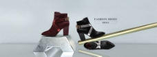 鞋类女鞋3d展示背景海报