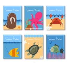创意海洋动物卡片