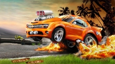 广告素材卡通火焰汽车广告PSD素材